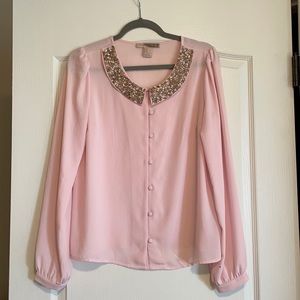 Pink blouse with beaded detail
